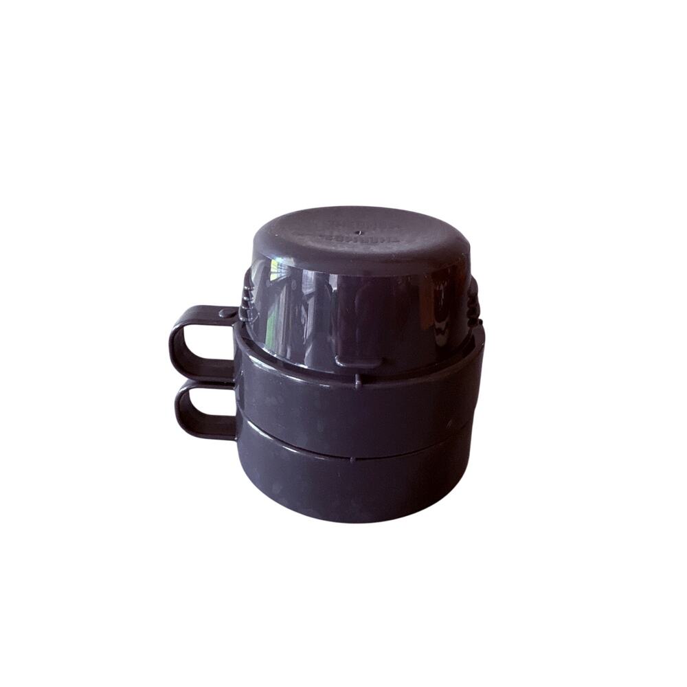 Vintage Thermos Replacement Stacking Cup Lid Set Dark Gray Plastic Lot of 2